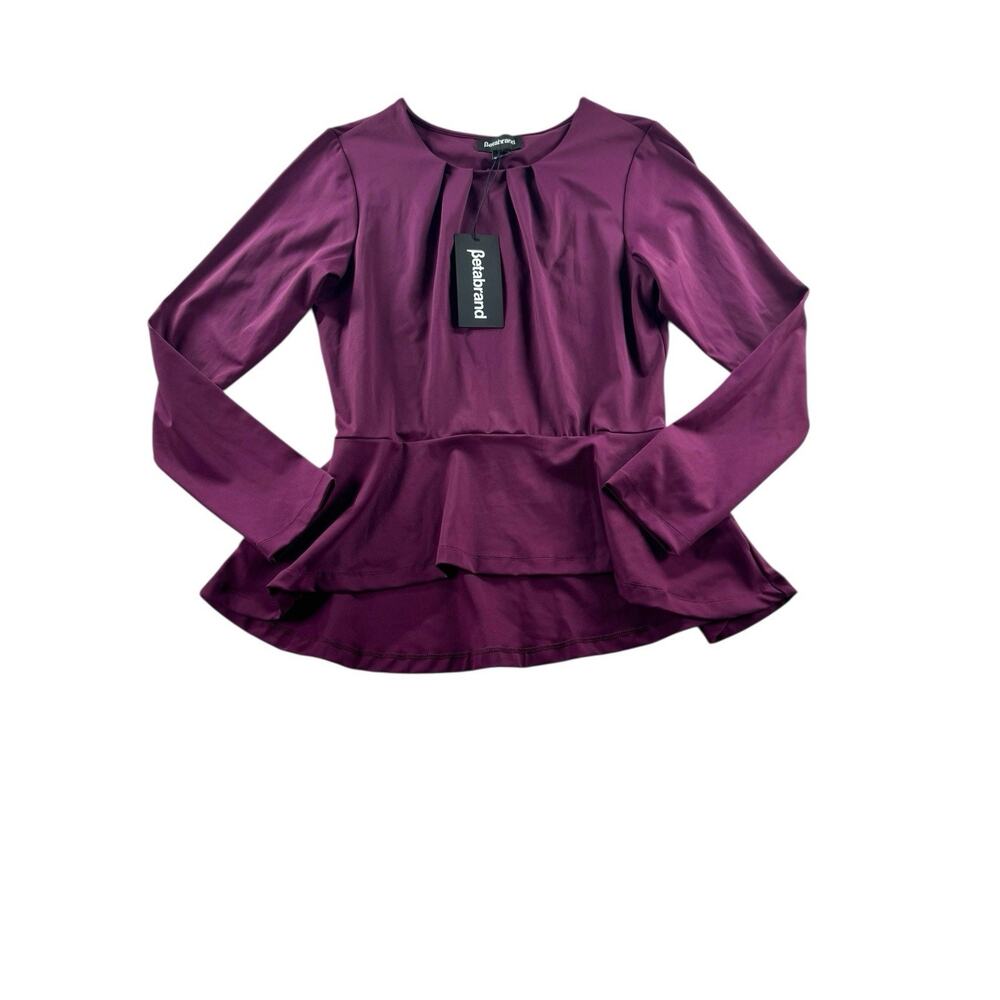 Betabrand Billion Dollar Peplum Blouse Womens Large Purple Office Chic NWT
